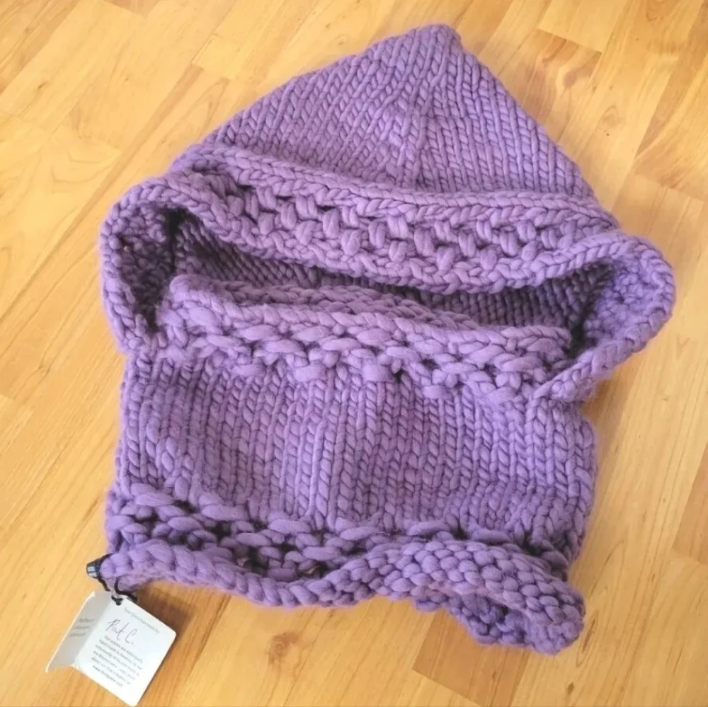 NWT The Third Piece Newbury Hand-Knit Hooded Cowl in Wisteria Purple